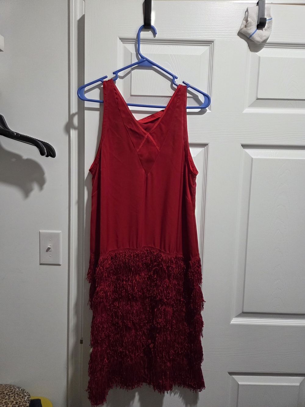 Red Fringe Sleeveless Shift Dress
